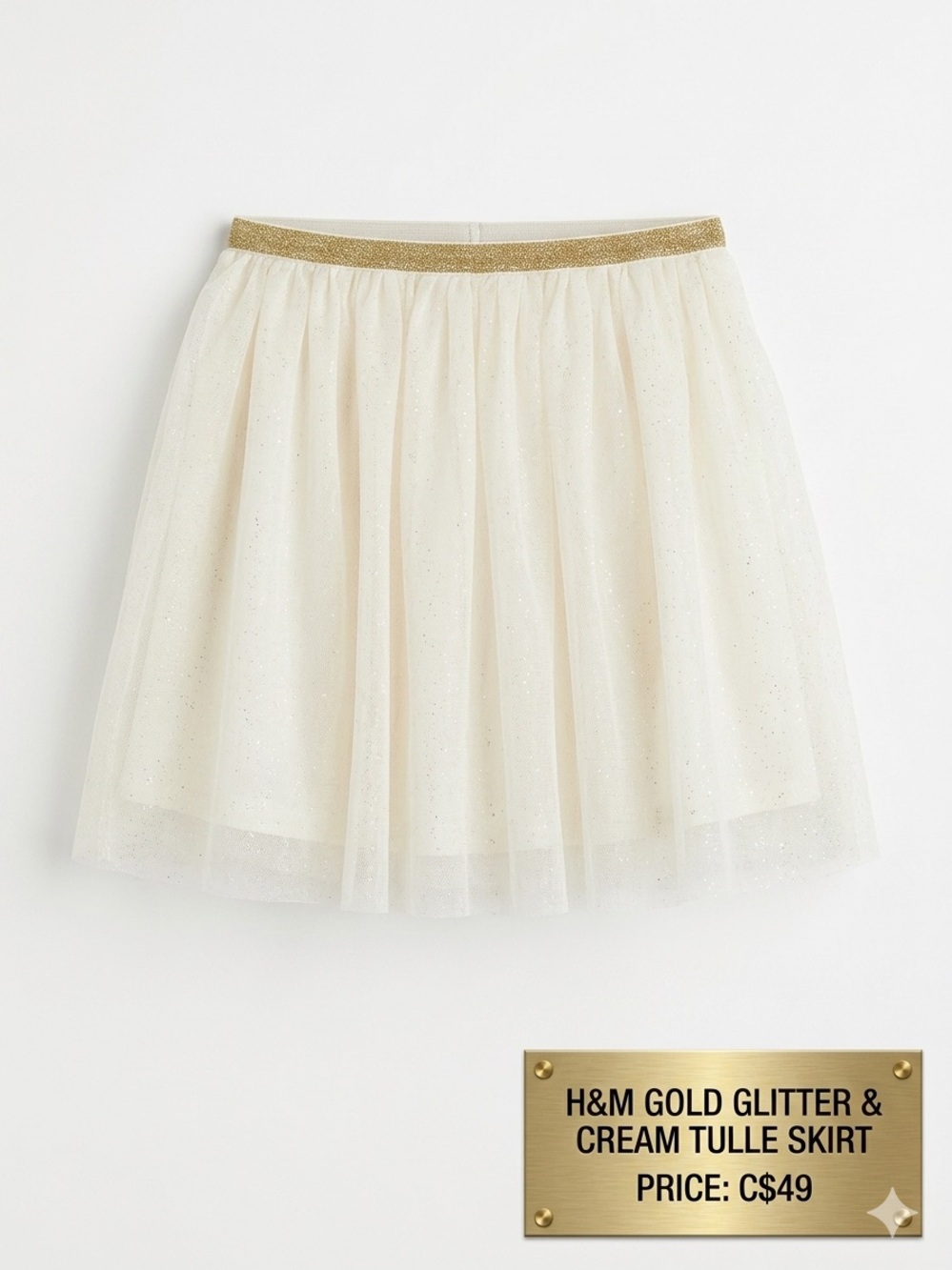 ✨ Y2K Aesthetic ✨ H&M Gold Glitter & Cream Tulle Skirt Sz. 12-14YRS